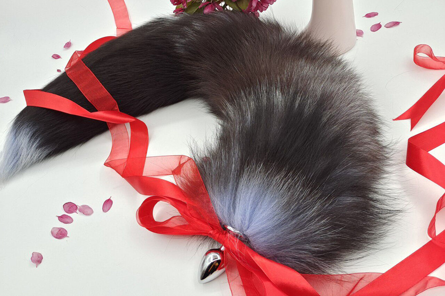 Handmade blue grey Real Fox Tail Fox Tail Cosplay Anime Sexy Cute Animal Furry Mature Fox Tail Butt Plug