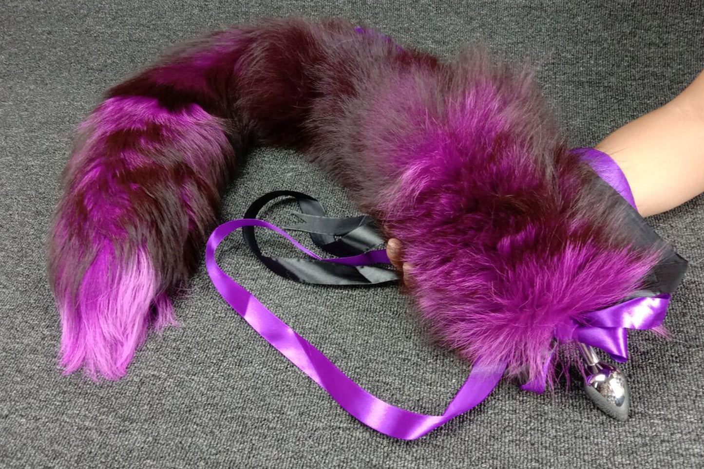 Handmade Purple Real Fox Tail Fox Tail Cosplay Anime Sexy Cute Animal Furry Mature Fox Tail Butt Plug