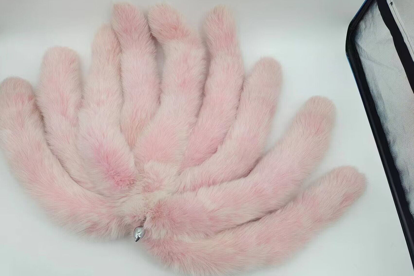 Nine tails Handmade pink white Real Fox Tail Fox Tail Cosplay Anime Sexy Cute Animal Furry Mature Fox Tail Butt Plug