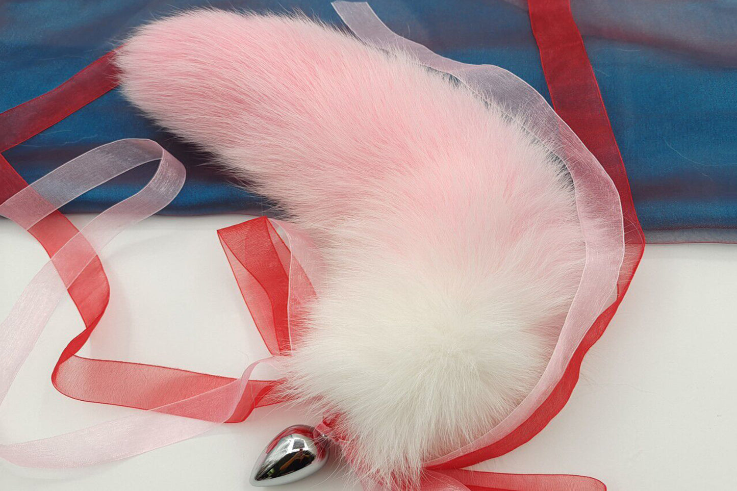 Handmade pink white Real Fox Tail Fox Tail Cosplay Anime Sexy Cute Animal Furry Mature Fox Tail Butt Plug