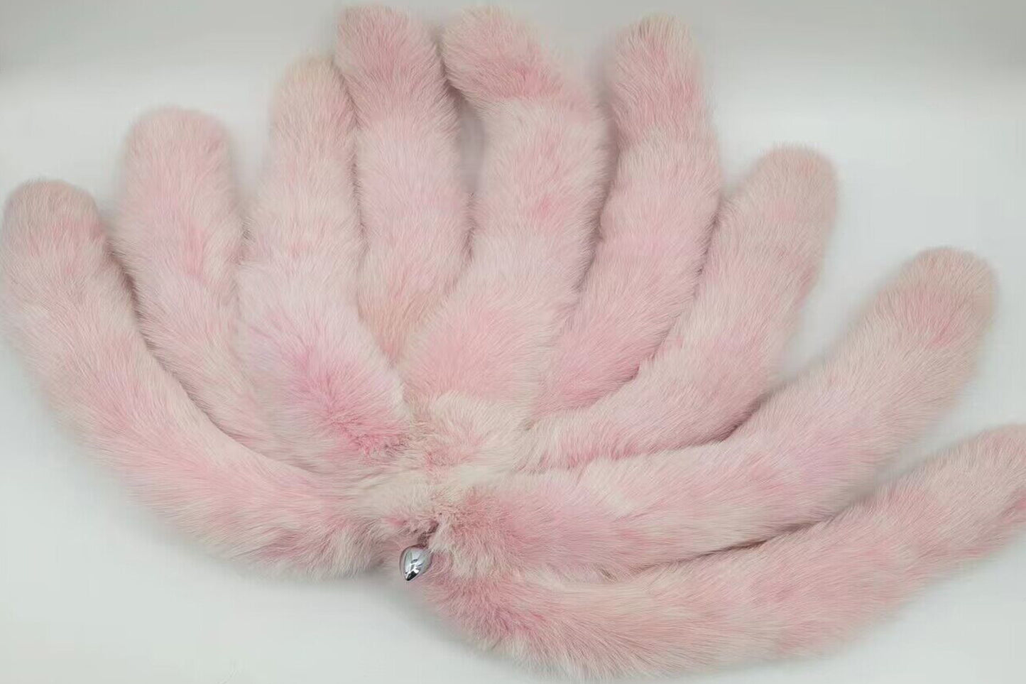 Nine tails Handmade pink white Real Fox Tail Fox Tail Cosplay Anime Sexy Cute Animal Furry Mature Fox Tail Butt Plug