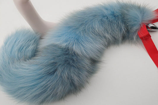 Handmade blue black Real Fox Tail Fox Tail Cosplay Anime Sexy Cute Animal Furry Mature Fox Tail Butt Plug