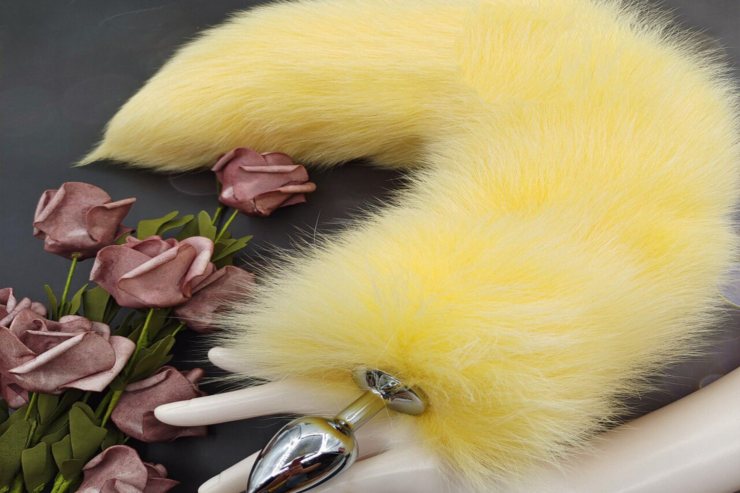 Handmade yellow Real Fox Tail Fox Tail Cosplay Anime Sexy Cute Animal Furry Mature Fox Tail Butt Plug