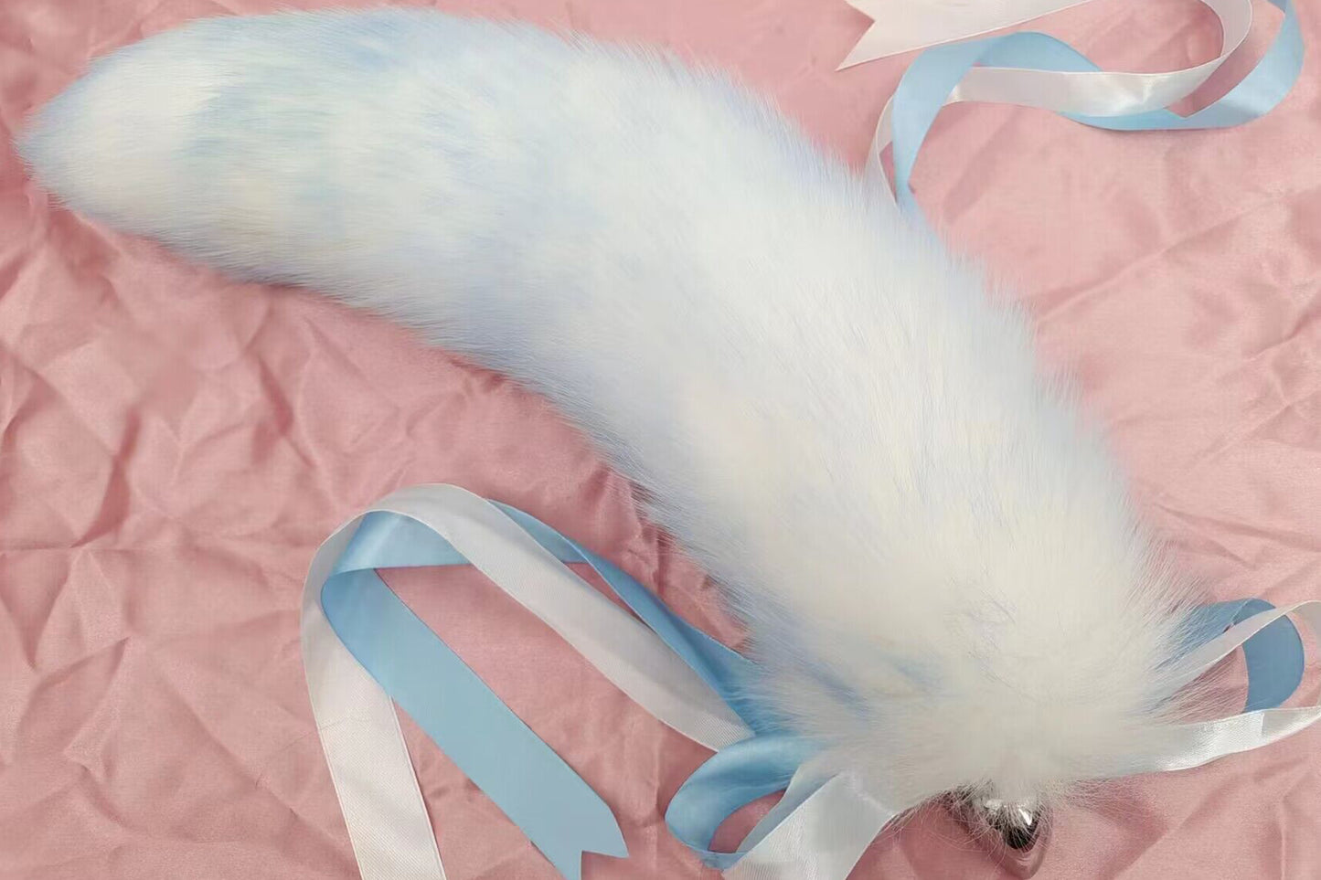 Handmade White Blue Real Fox Tail Fox Tail Cosplay Anime Sexy Cute Animal Furry Mature Fox Tail Butt Plug