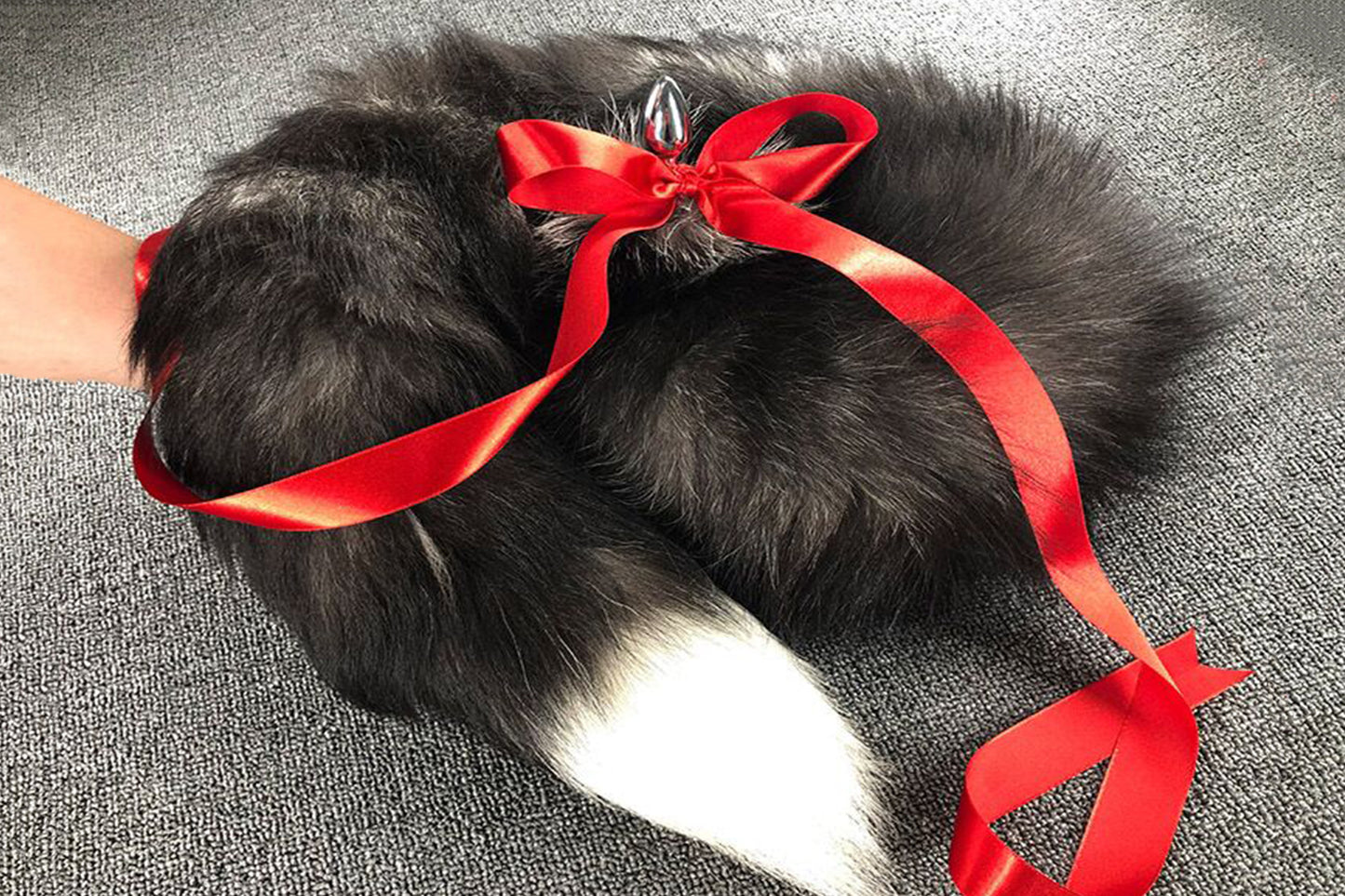 Handmade grey White Real Fox Tail Fox Tail Cosplay Anime Sexy Cute Animal Furry Mature Fox Tail Butt Plug