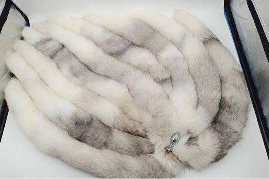 Nine tails Handmade black White Real Fox Tail Fox Tail Cosplay Anime Sexy Cute Animal Furry Mature Fox Tail Butt Plug