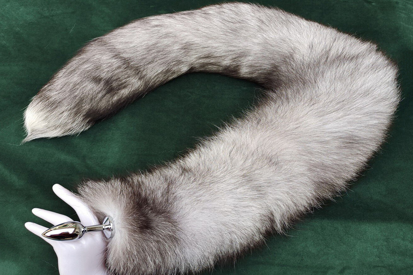 Handmade grey Real Fox Tail Fox Tail Cosplay Anime Sexy Cute Animal Furry Mature Fox Tail Butt Plug
