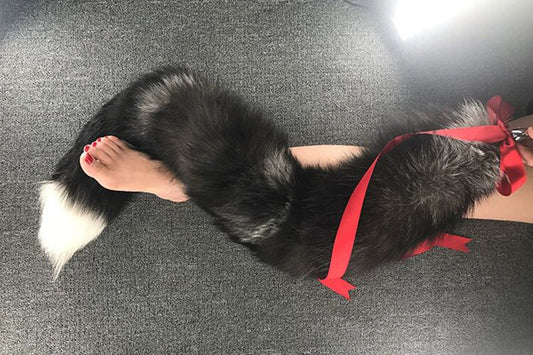 Handmade grey White Real Fox Tail Fox Tail Cosplay Anime Sexy Cute Animal Furry Mature Fox Tail Butt Plug