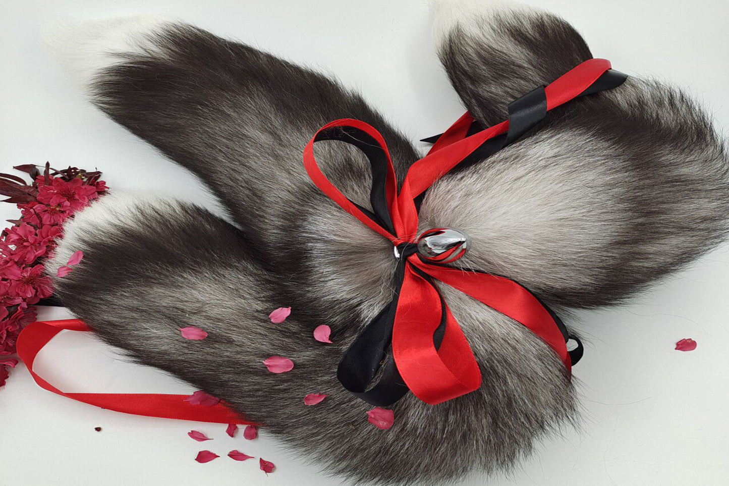 3 tails Handmade grey White Real Fox Tail Fox Tail Cosplay Anime Sexy Cute Animal Furry Mature Fox Tail Butt Plug