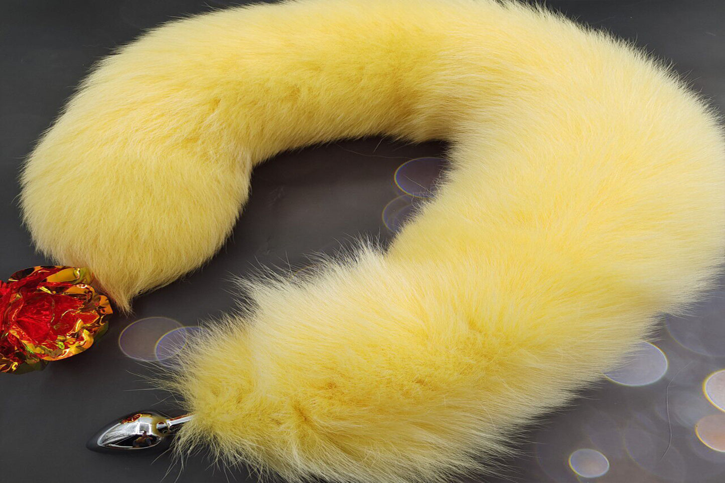 Handmade yellow Real Fox Tail Fox Tail Cosplay Anime Sexy Cute Animal Furry Mature Fox Tail Butt Plug