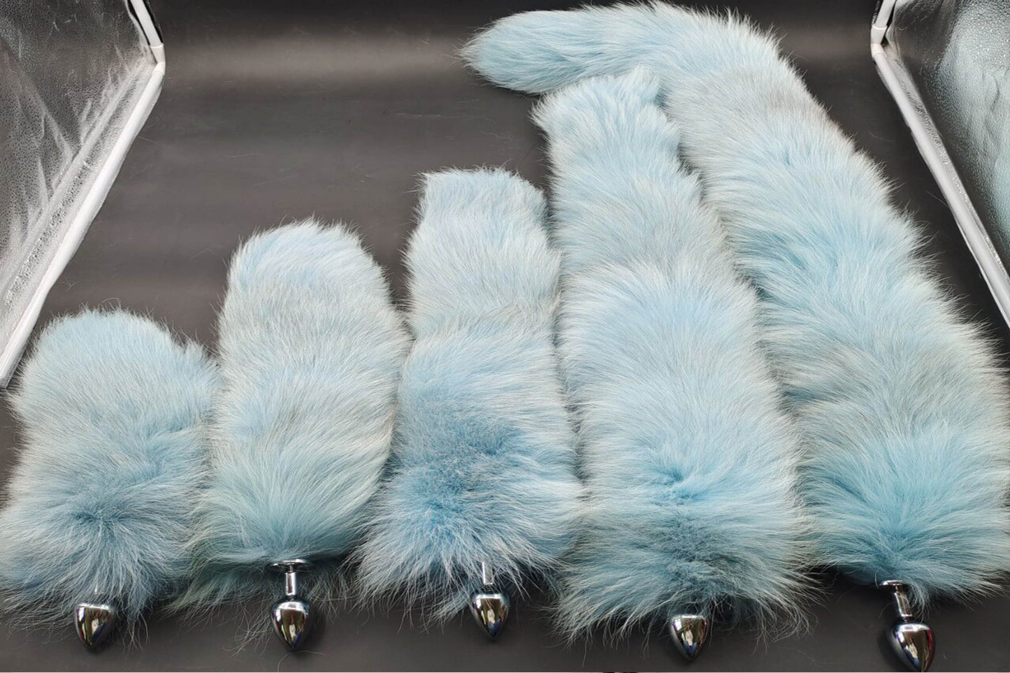 Handmade blue black Real Fox Tail Fox Tail Cosplay Anime Sexy Cute Animal Furry Mature Fox Tail Butt Plug