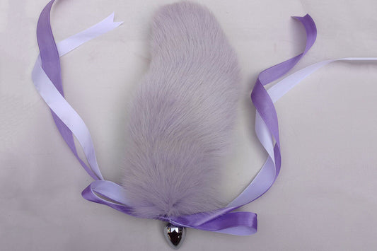 Handmade Light purple Real Fox Tail Fox Tail Cosplay Anime Sexy Cute Animal Furry Mature Fox Tail Butt Plug