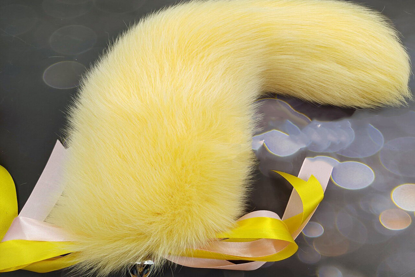 Handmade yellow Real Fox Tail Fox Tail Cosplay Anime Sexy Cute Animal Furry Mature Fox Tail Butt Plug