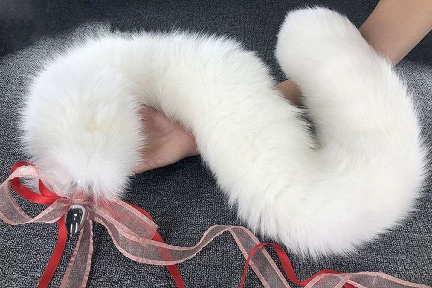 Handmade White Real Fox Tail Fox Tail Cosplay Anime Sexy Cute Animal Furry Mature Fox Tail Butt Plug