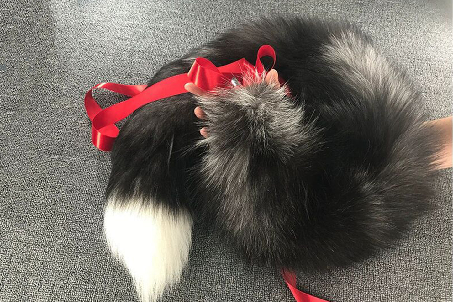 Handmade grey White Real Fox Tail Fox Tail Cosplay Anime Sexy Cute Animal Furry Mature Fox Tail Butt Plug