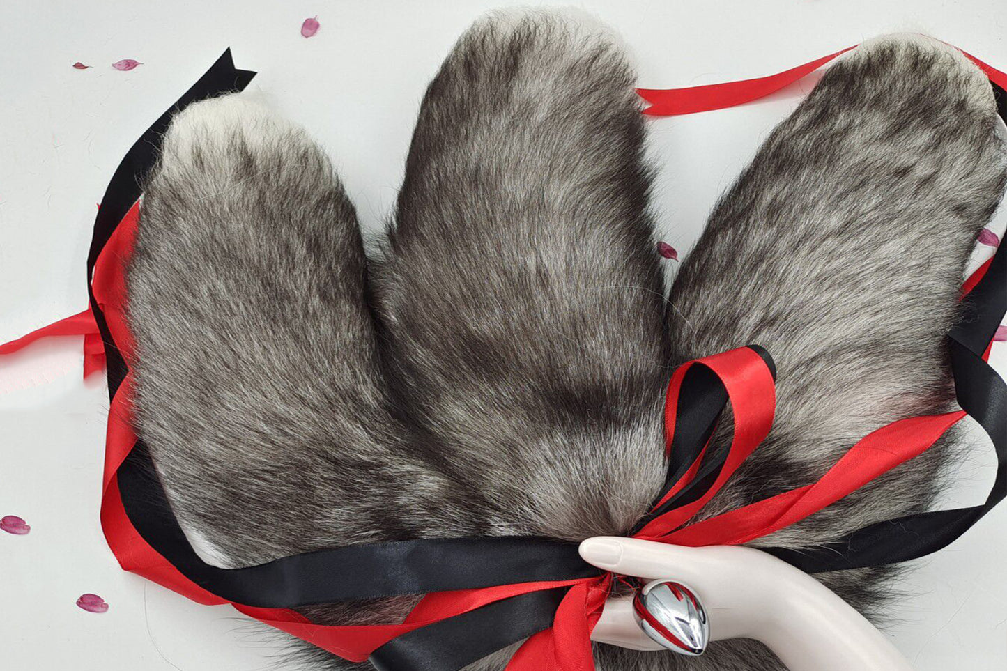 3 tails Handmade grey White Real Fox Tail Fox Tail Cosplay Anime Sexy Cute Animal Furry Mature Fox Tail Butt Plug