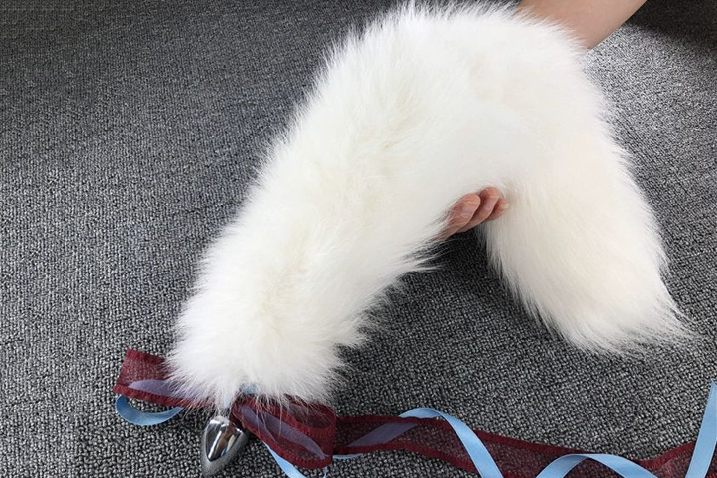 Handmade White Real Fox Tail Fox Tail Cosplay Anime Sexy Cute Animal Furry Mature Fox Tail Butt Plug