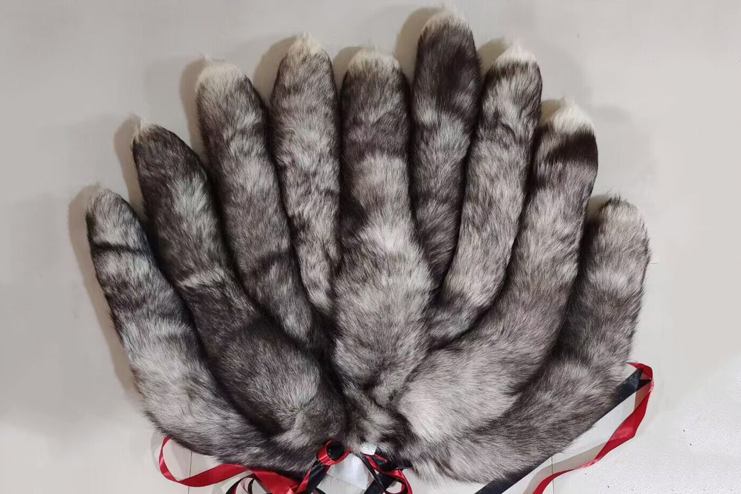 Nine tails Handmade grey White Real Fox Tail Fox Tail Cosplay Anime Sexy Cute Animal Furry Mature Fox Tail Butt Plug