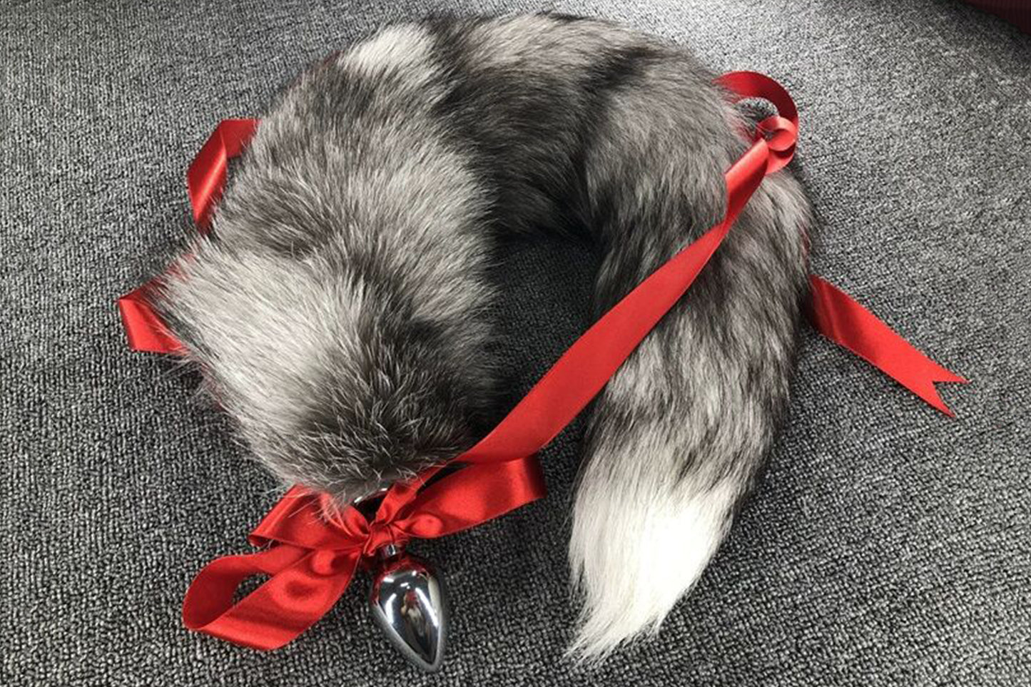 Handmade Gray White Real Fox Tail Fox Tail Cosplay Anime Sexy Cute Animal Furry Mature Fox Tail Butt Plug