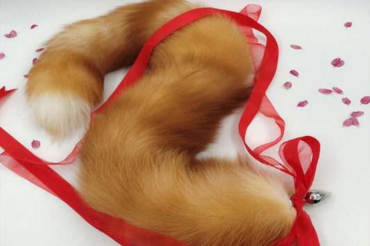 Handmade brown Real Fox Tail Fox Tail Cosplay Anime Sexy Cute Animal Furry Mature Fox Tail Butt Plug