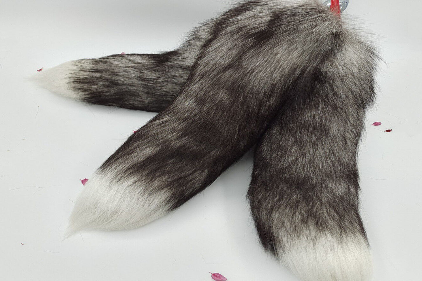 3 tails Handmade grey White Real Fox Tail Fox Tail Cosplay Anime Sexy Cute Animal Furry Mature Fox Tail Butt Plug