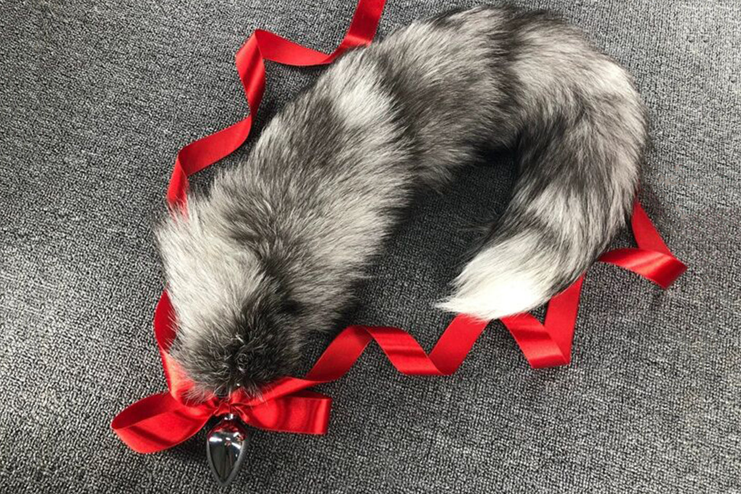 Handmade Gray White Real Fox Tail Fox Tail Cosplay Anime Sexy Cute Animal Furry Mature Fox Tail Butt Plug