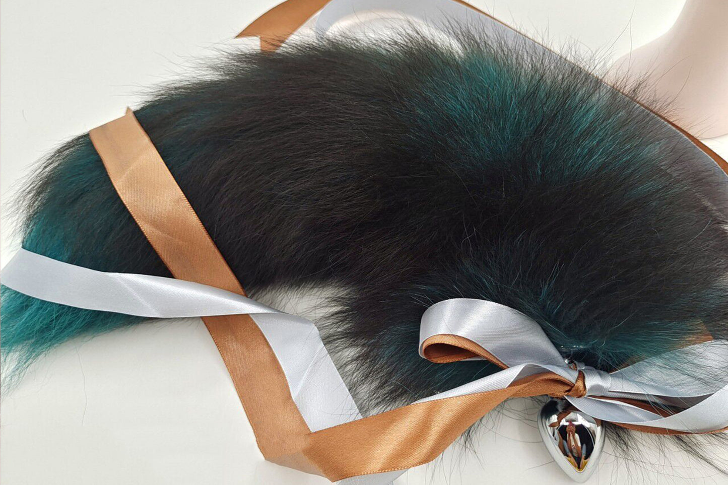 Handmade green Black Real Fox Tail Fox Tail Cosplay Anime Sexy Cute Animal Furry Mature Fox Tail Butt Plug