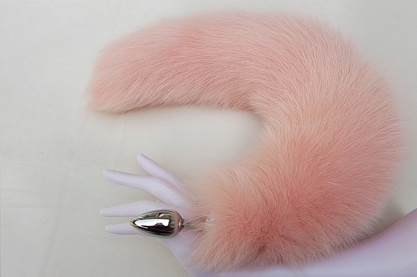 Handmade pink white Real Fox Tail Fox Tail Cosplay Anime Sexy Cute Animal Furry Mature Fox Tail Butt Plug