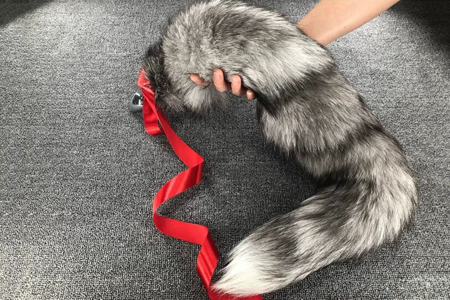 Handmade Gray White Real Fox Tail Fox Tail Cosplay Anime Sexy Cute Animal Furry Mature Fox Tail Butt Plug