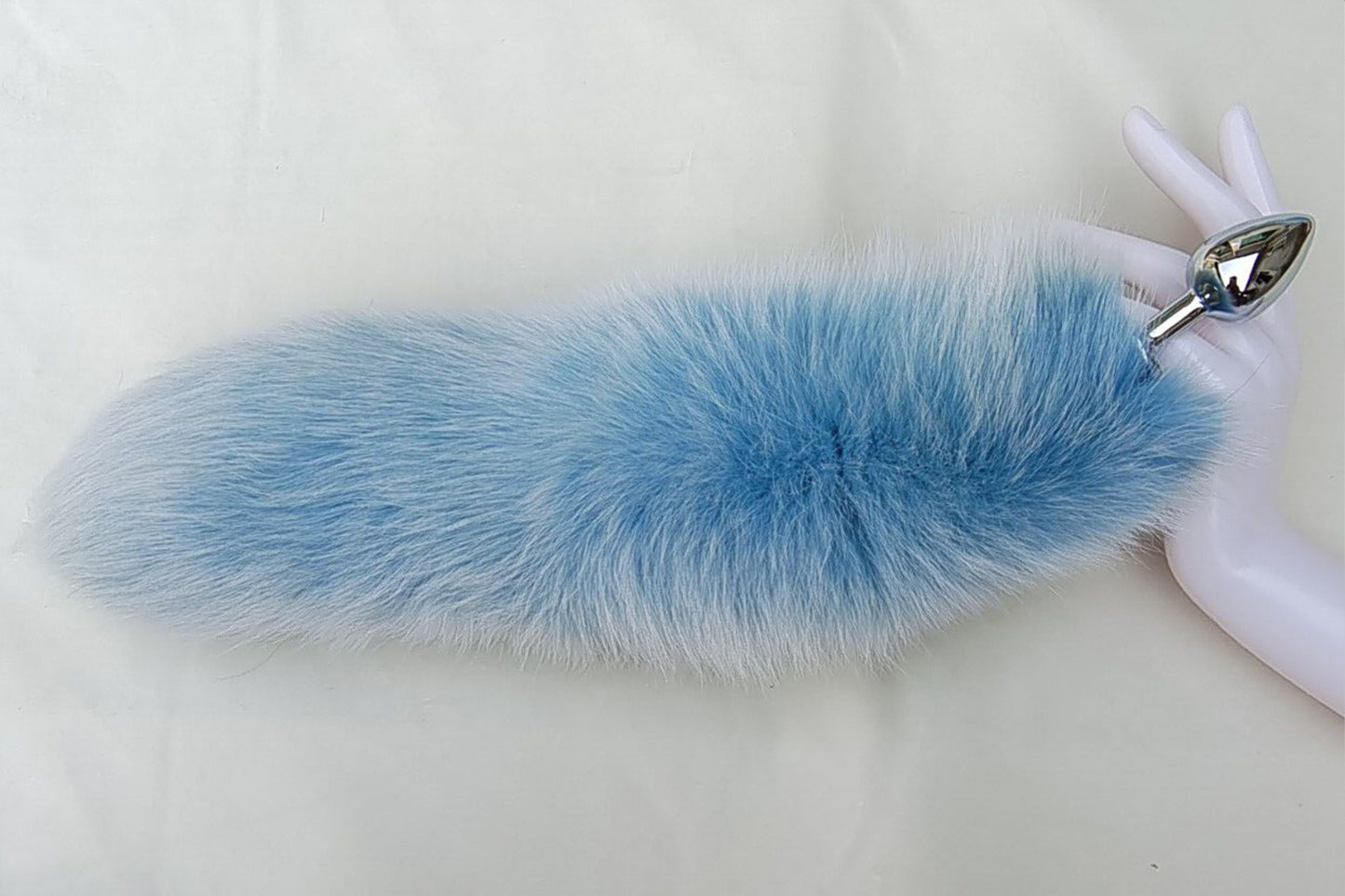Handmade blue White Real Fox Tail Fox Tail Cosplay Anime Sexy Cute Animal Furry Mature Fox Tail Butt Plug