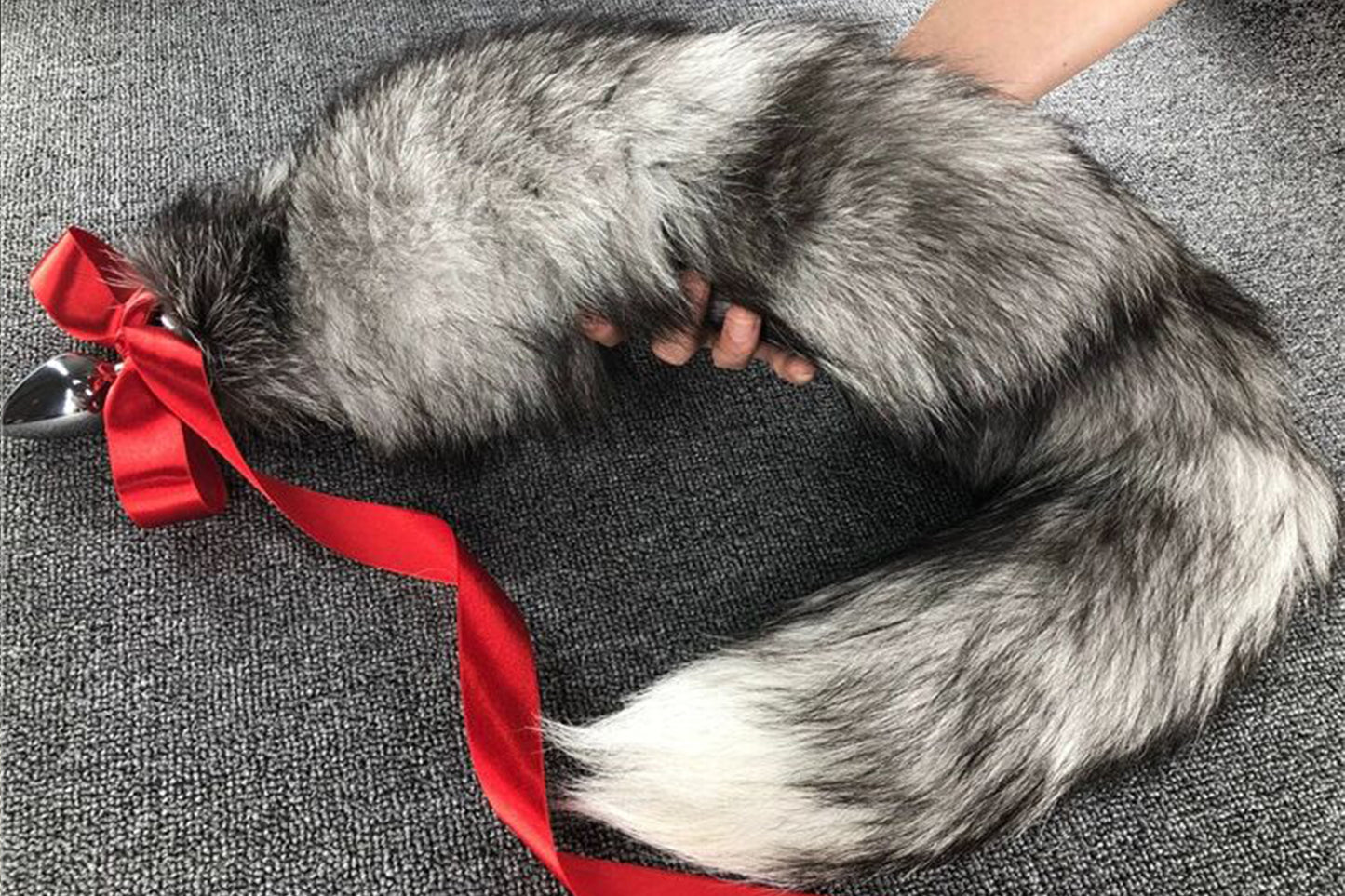 Handmade Gray White Real Fox Tail Fox Tail Cosplay Anime Sexy Cute Animal Furry Mature Fox Tail Butt Plug