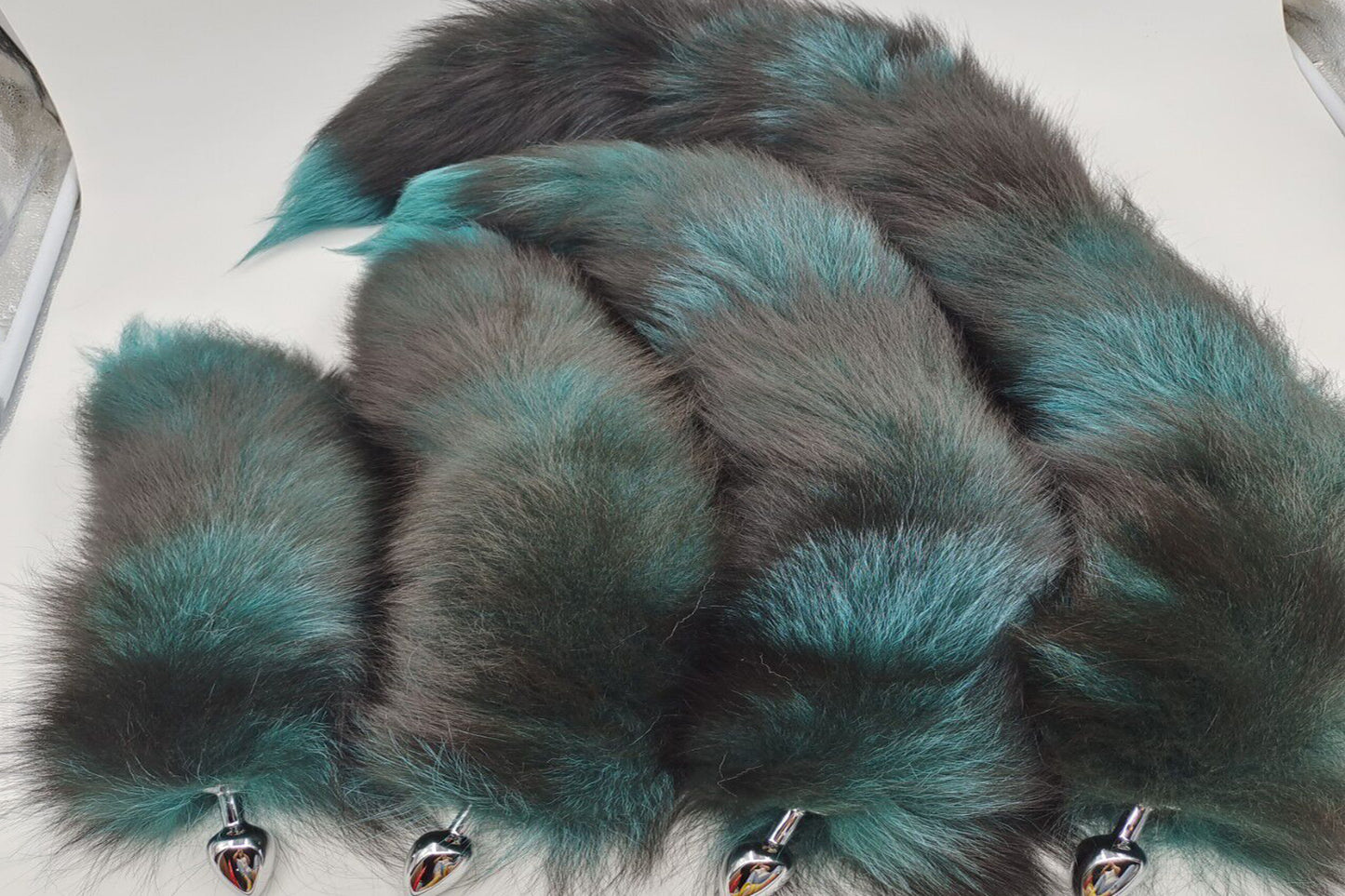 Handmade green Black Real Fox Tail Fox Tail Cosplay Anime Sexy Cute Animal Furry Mature Fox Tail Butt Plug