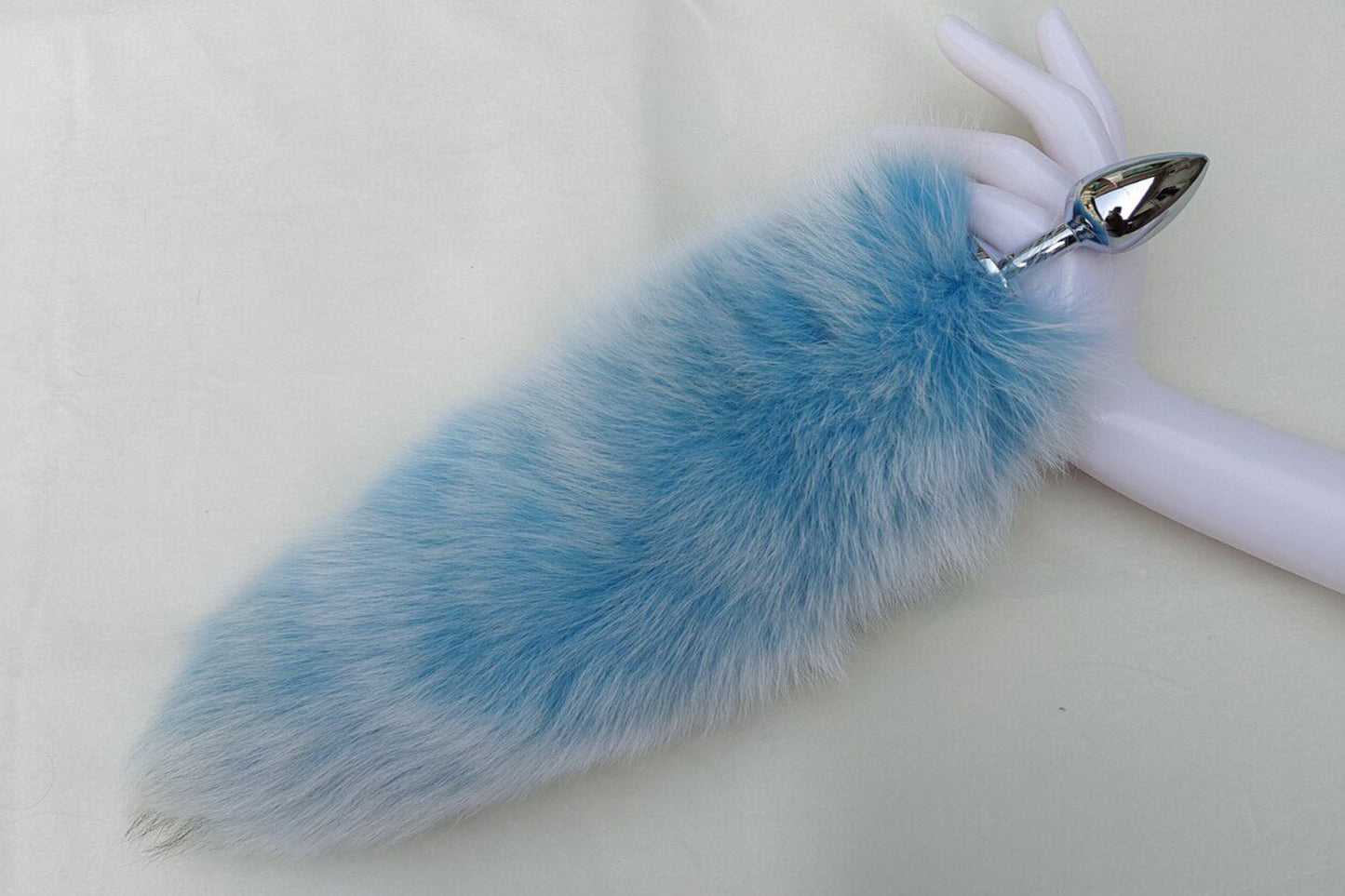 Handmade blue White Real Fox Tail Fox Tail Cosplay Anime Sexy Cute Animal Furry Mature Fox Tail Butt Plug