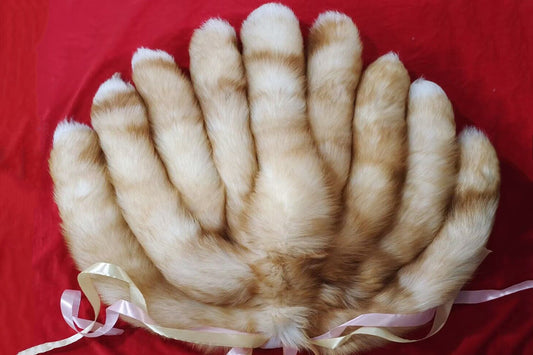 Nine tails Handmade Brown White Real Fox Tail Fox Tail Cosplay Anime Sexy Cute Animal Furry Mature Fox Tail Butt Plug