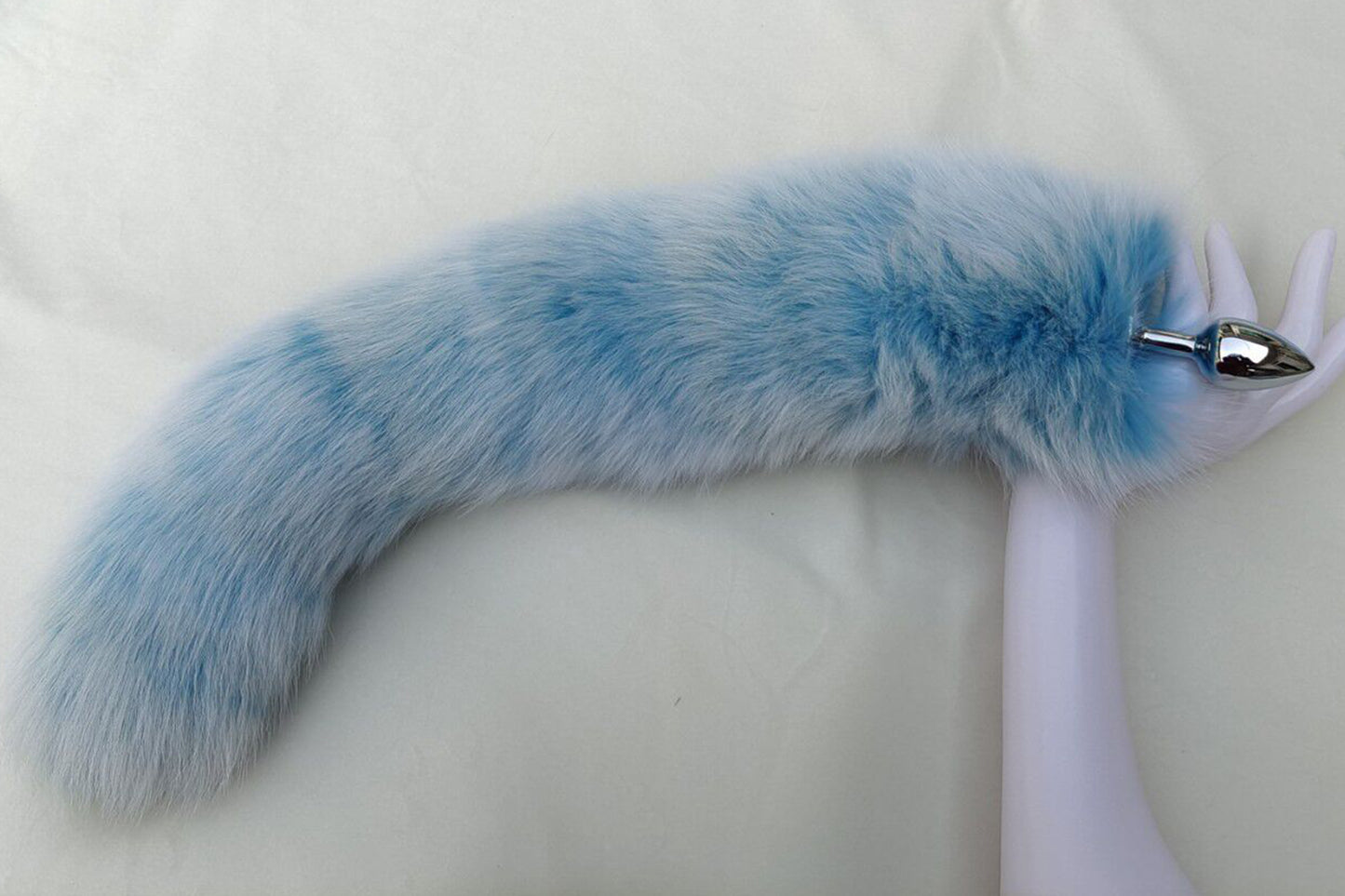 Handmade blue White Real Fox Tail Fox Tail Cosplay Anime Sexy Cute Animal Furry Mature Fox Tail Butt Plug