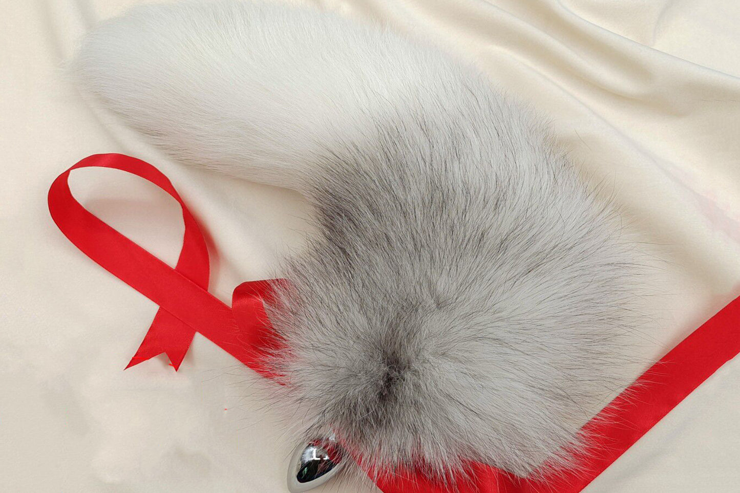 Handmade White Black Real Fox Tail Fox Tail Cosplay Anime Sexy Cute Animal Furry Mature Fox Tail Butt Plug
