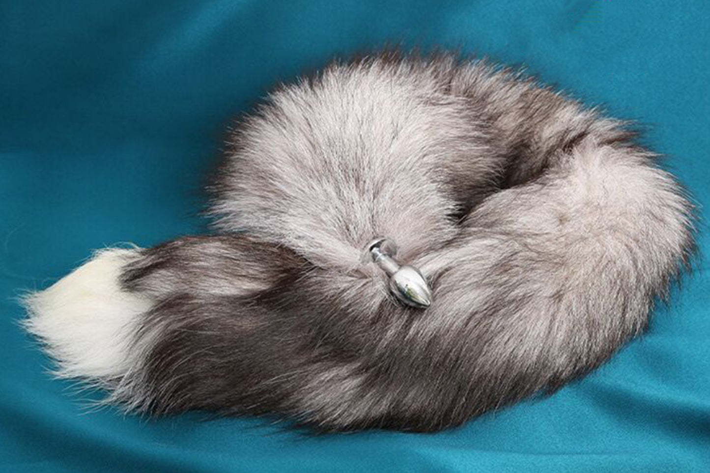 Handmade grey White Real Fox Tail Fox Tail Cosplay Anime Sexy Cute Animal Furry Mature Fox Tail Butt Plug
