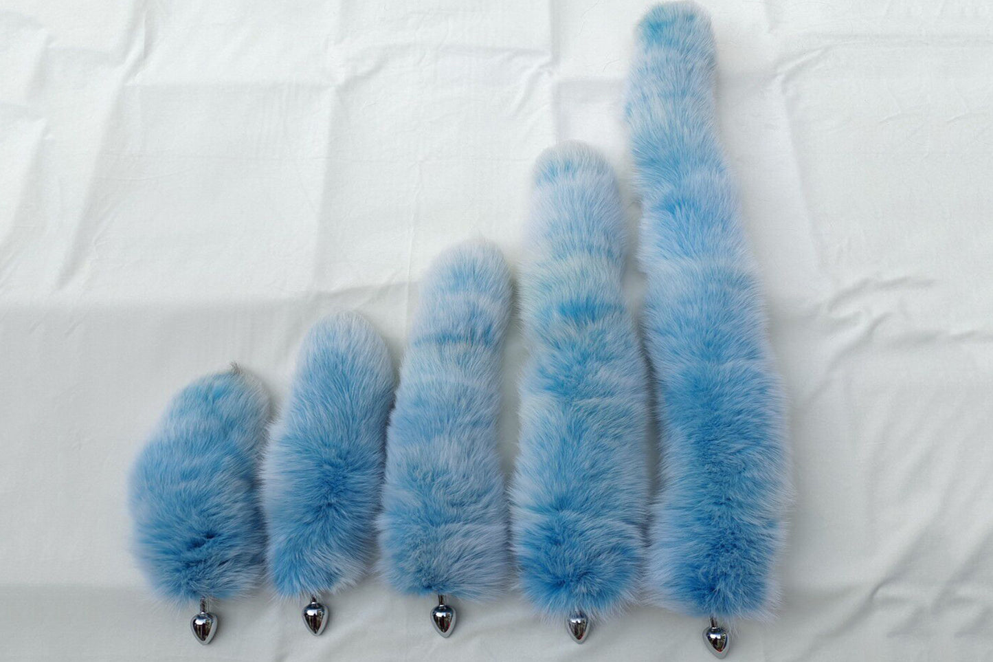 Handmade blue White Real Fox Tail Fox Tail Cosplay Anime Sexy Cute Animal Furry Mature Fox Tail Butt Plug