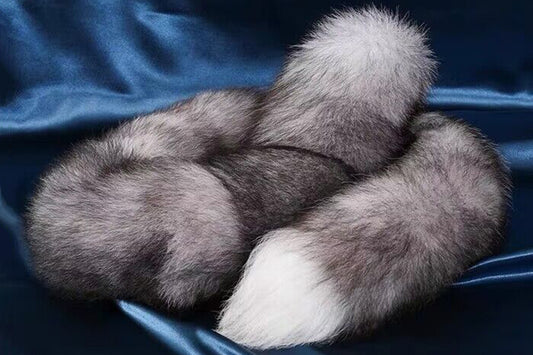 Handmade grey White Real Fox Tail Fox Tail Cosplay Anime Sexy Cute Animal Furry Mature Fox Tail Butt Plug