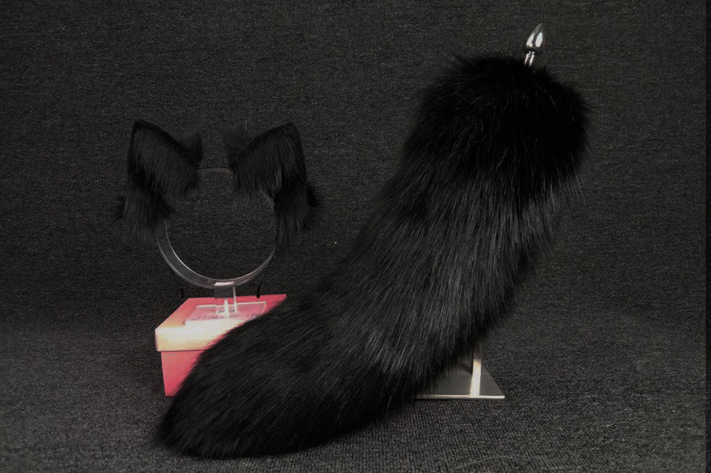Fluffier Black Handmade Fox Ears Animal Ear and tail COSPLAY Simulation fox Ears and tails Customized fox Ears Halloween Gifts