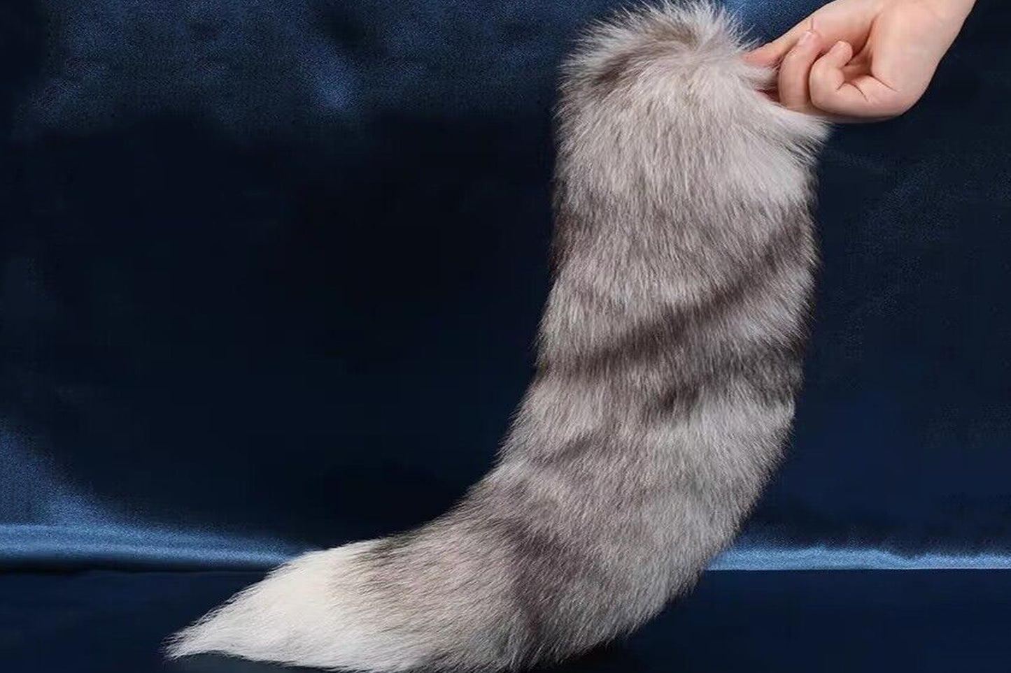 Handmade grey White Real Fox Tail Fox Tail Cosplay Anime Sexy Cute Animal Furry Mature Fox Tail Butt Plug