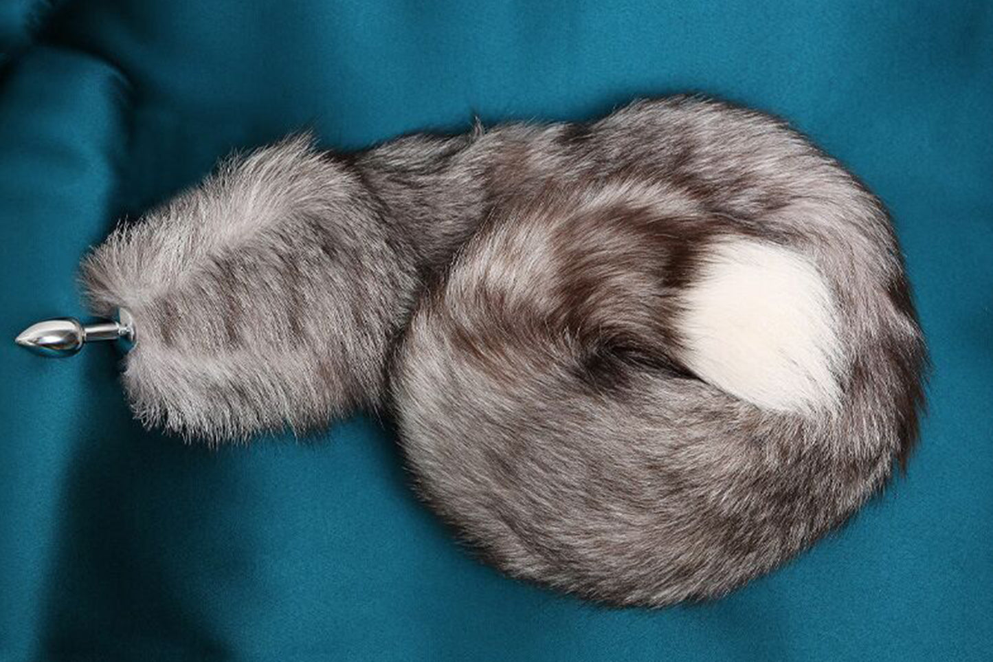 Handmade grey White Real Fox Tail Fox Tail Cosplay Anime Sexy Cute Animal Furry Mature Fox Tail Butt Plug