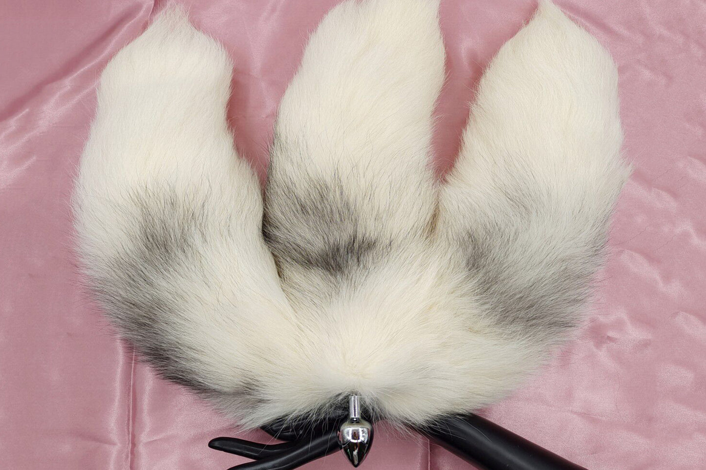 3 tails Handmade White Black Real Fox Tail Fox Tail Cosplay Anime Sexy Cute Animal Furry Mature Fox Tail Butt Plug
