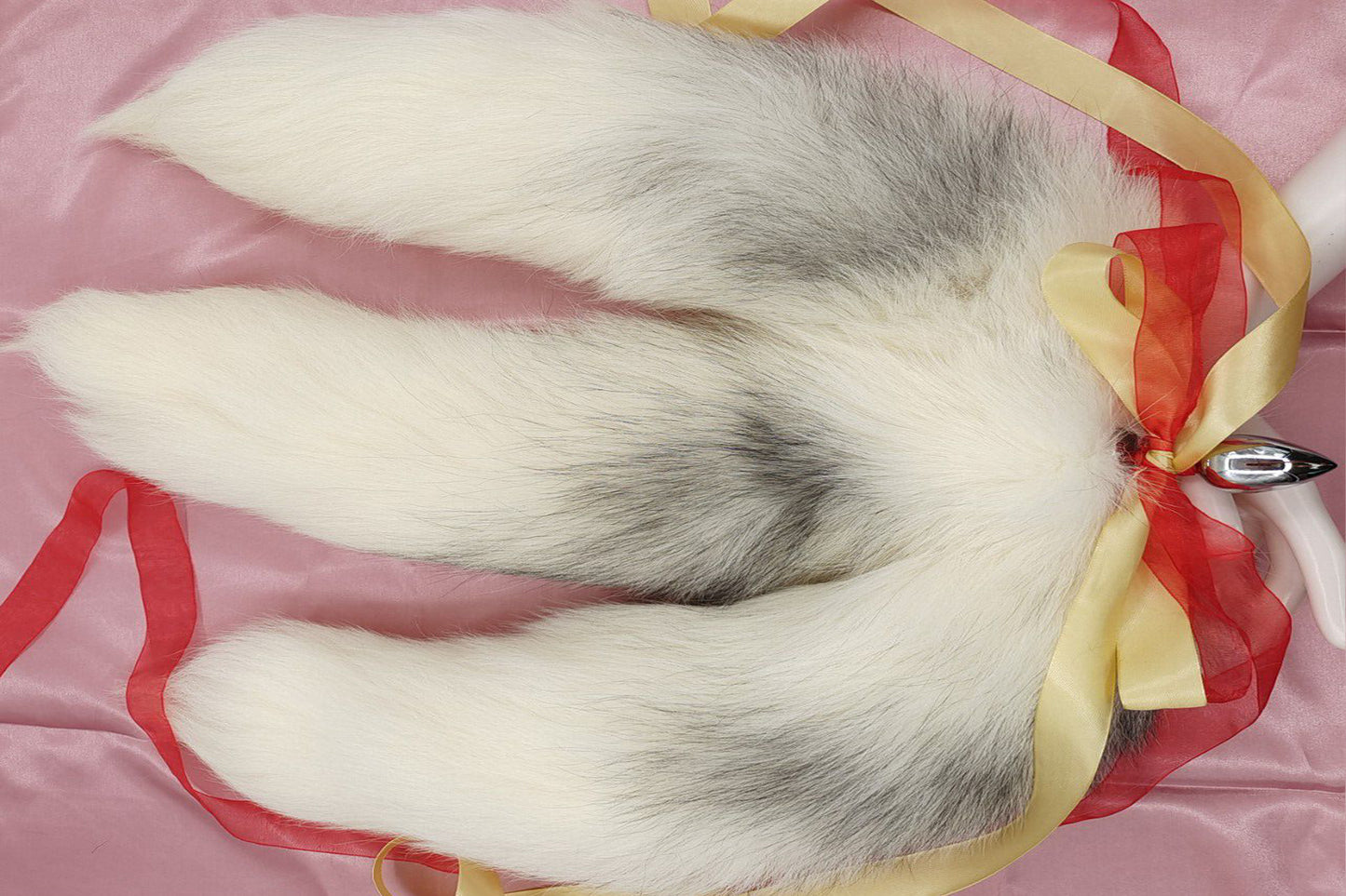 3 tails Handmade White Black Real Fox Tail Fox Tail Cosplay Anime Sexy Cute Animal Furry Mature Fox Tail Butt Plug