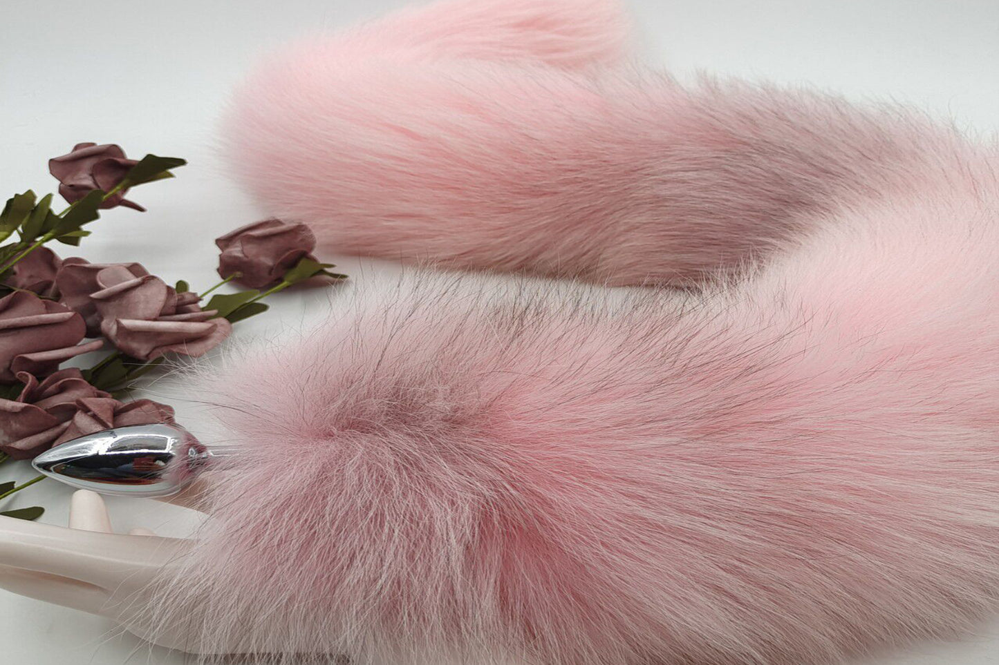 Handmade pink black Real Fox Tail Fox Tail Cosplay Anime Sexy Cute Animal Furry Mature Fox Tail Butt Plug