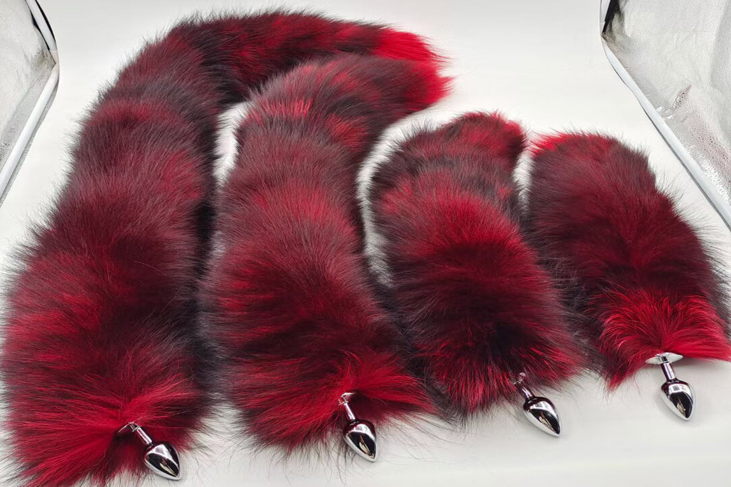 Handmade Red Black Real Fox Tail Fox Tail Cosplay Anime Sexy Cute Animal Furry Mature Fox Tail Butt Plug