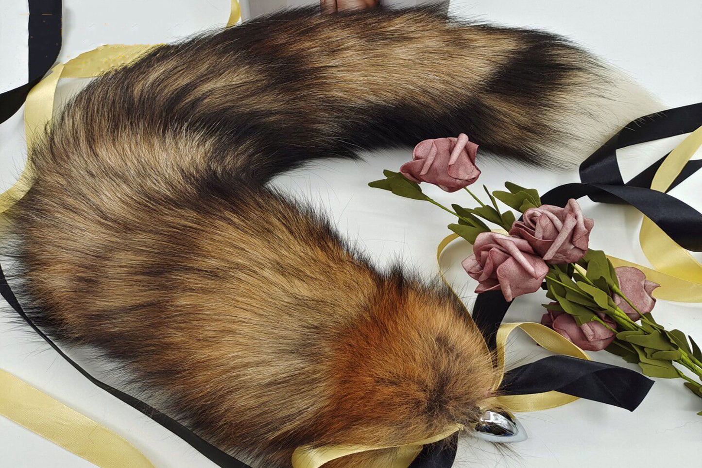 Handmade brown black Real Fox Tail Fox Tail Cosplay Anime Sexy Cute Animal Furry Mature Fox Tail Butt Plug