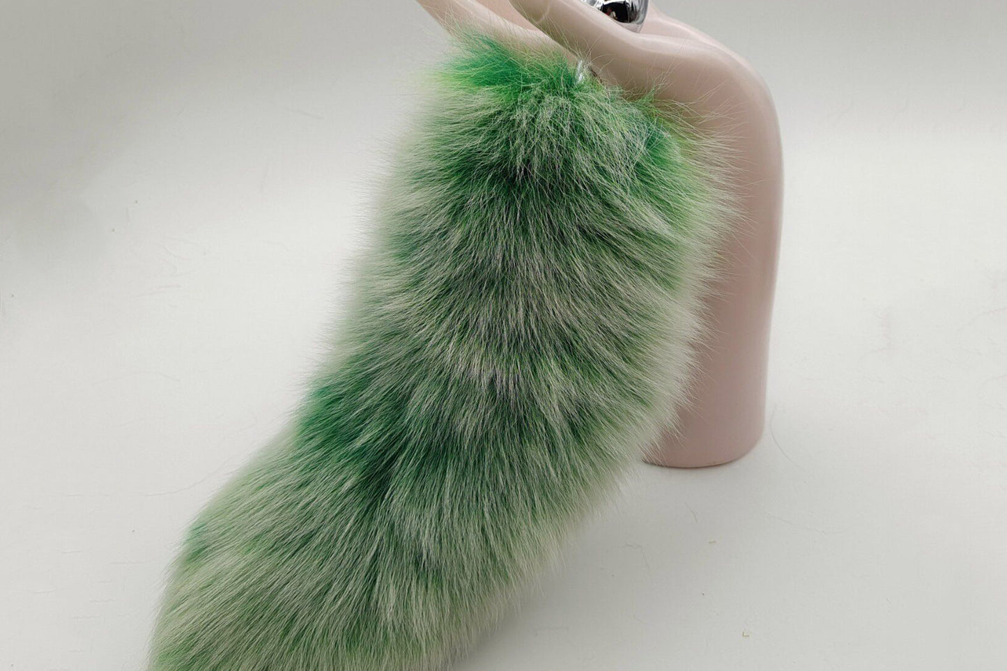 Handmade green white Real Fox Tail Fox Tail Cosplay Anime Sexy Cute Animal Furry Mature Fox Tail Butt Plug