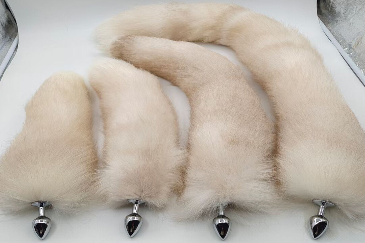 Handmade White Brown Real Fox Tail Fox Tail Cosplay Anime Sexy Cute Animal Furry Mature Fox Tail Butt Plug
