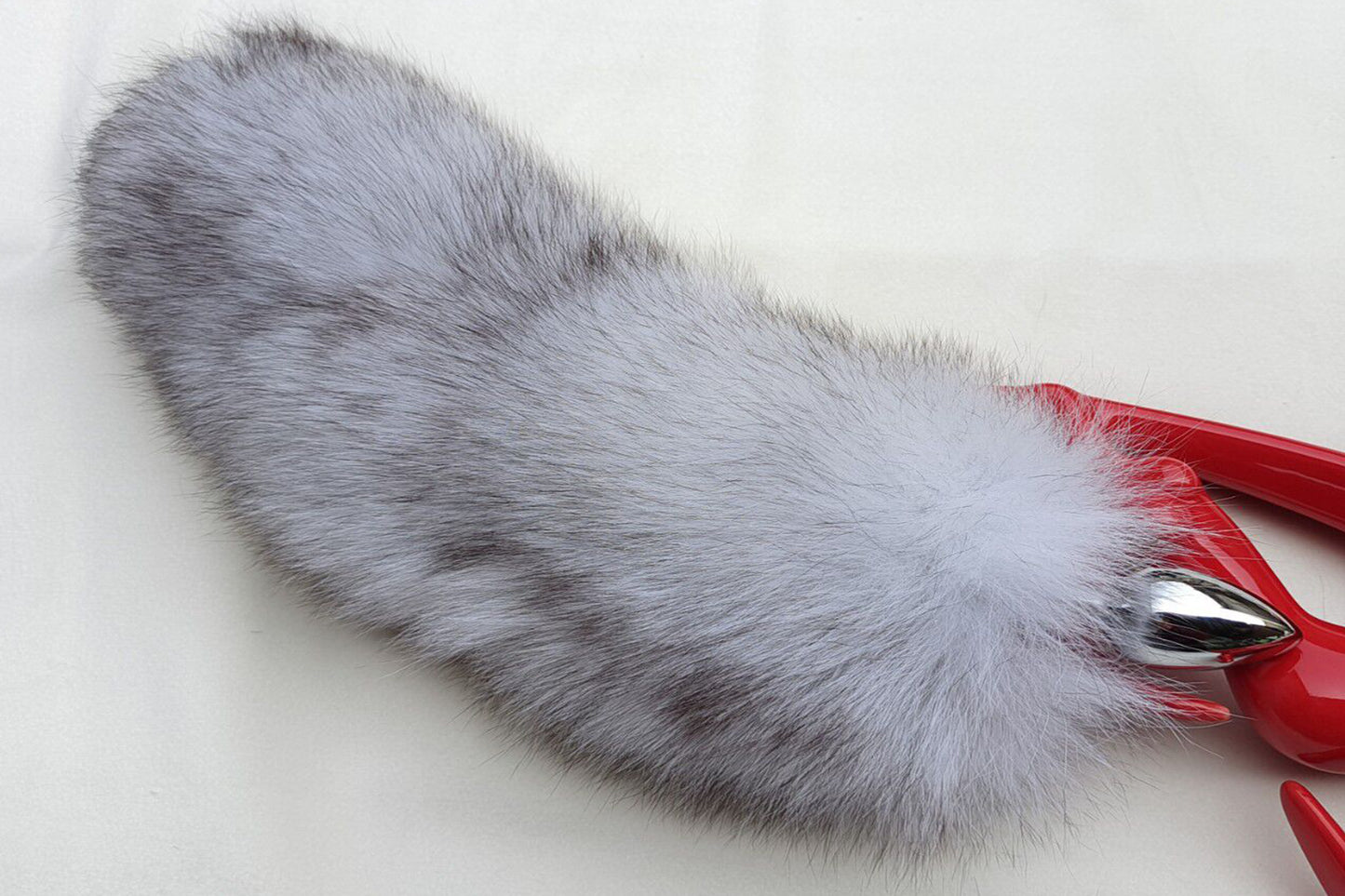 Handmade Gray White Real Fox Tail Fox Tail Cosplay Anime Sexy Cute Animal Furry Mature Fox Tail Butt Plug